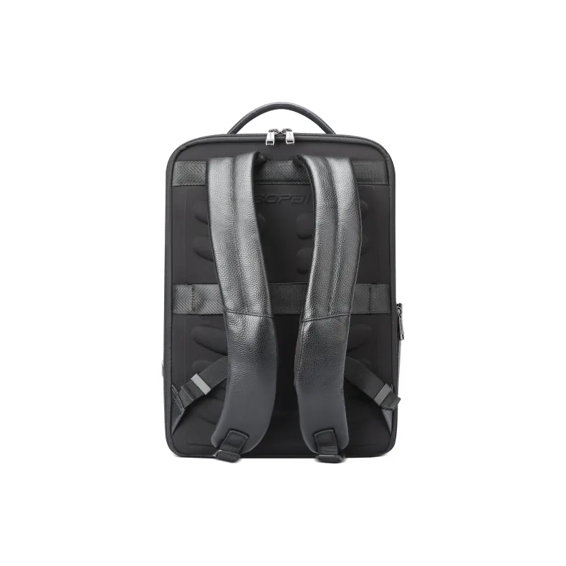 BOPAI Top Grain Cow Leather Backpacks Backpack Laptop Bags Regular Men's Black-4