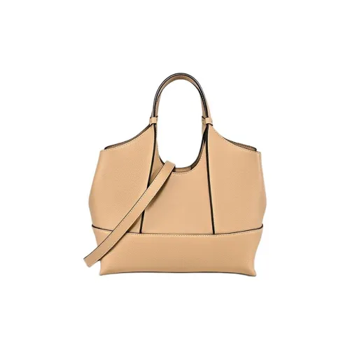 DISSONA Cow Leather Tote Bag, Shopping Bag, Shoulder Bag, Crossbody Bag, Handbag Small Size Women's Apricot