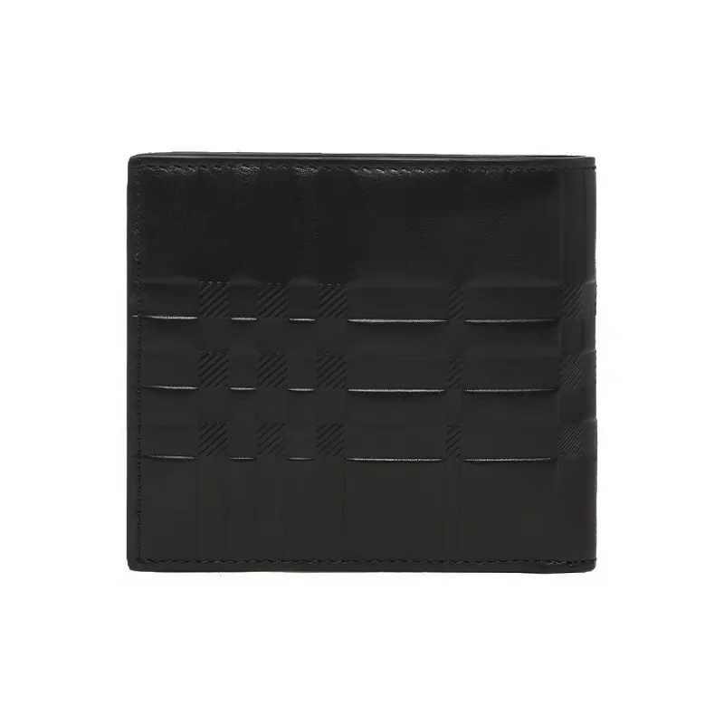 Burberry Leather Double-Fold Money Clip Double-Fold Wallet Men's Black-1