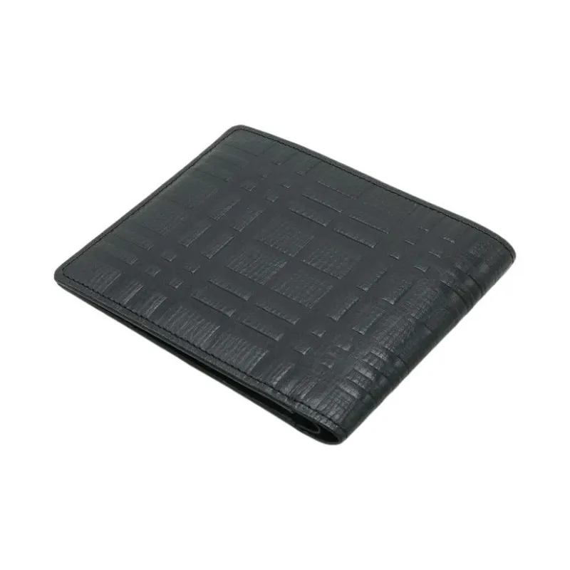 Burberry Leather Double-Fold Money Clip Double-Fold Wallet Men's Black-4