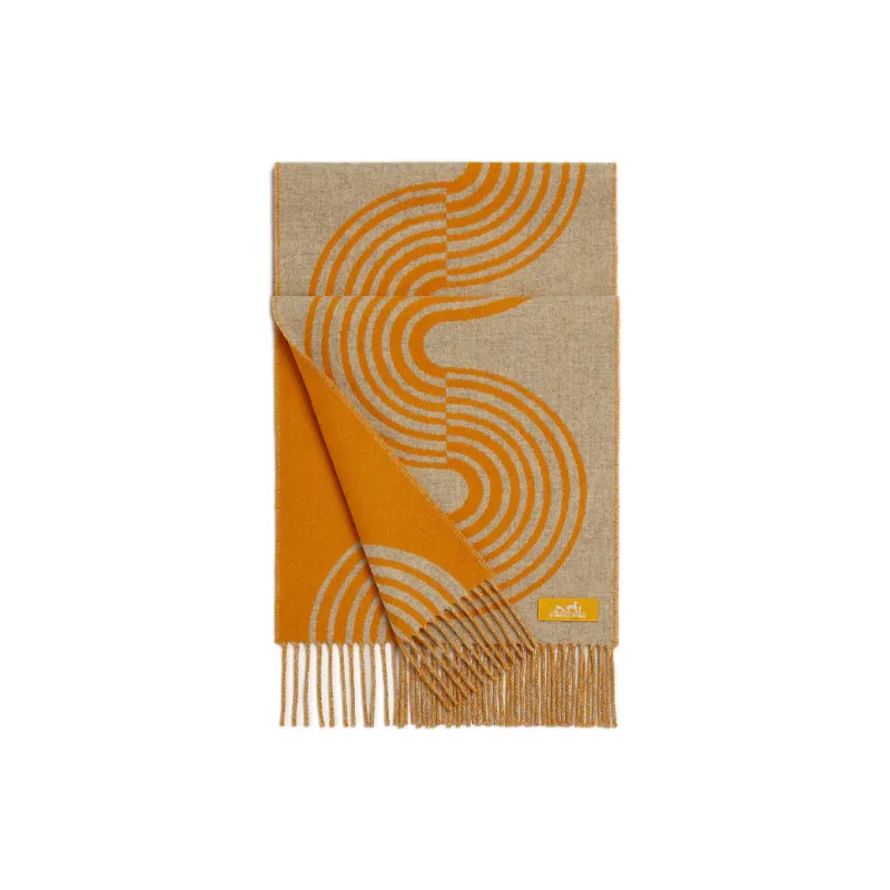 HERMES Knit Scarves Unisex Yellow-0