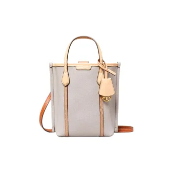 TORY BURCH Perry Leather Tote Bag, Shopping Bag, Shoulder Bag, Crossbody Bag, Handbag Mini Women's Gray
