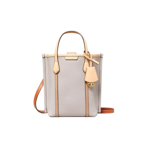 TORY BURCH Perry Leather Tote Bag, Shopping Bag, Shoulder Bag, Crossbody Bag, Handbag Mini Women's Gray
