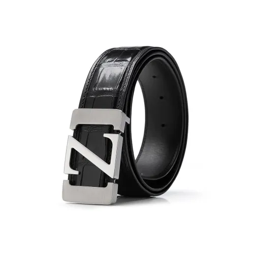 BISON DENIM Cow Leather Fashion Genuine Leather Automatic Buckle Business Casual Crocodile Leather Belt Men's