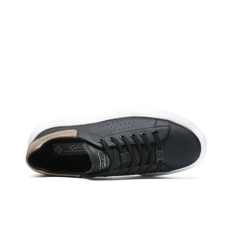Satchi Wear Resistant Slip Resistant Low Top Skateboard Shoes Men's Black 4CM-3