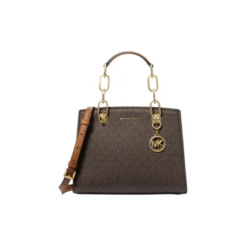 MICHAEL KORS Cynthia Artificial Leather Shoulder Bag Crossbody Bag Handbag Small Size Women's Dark Brown & Acorn Brown