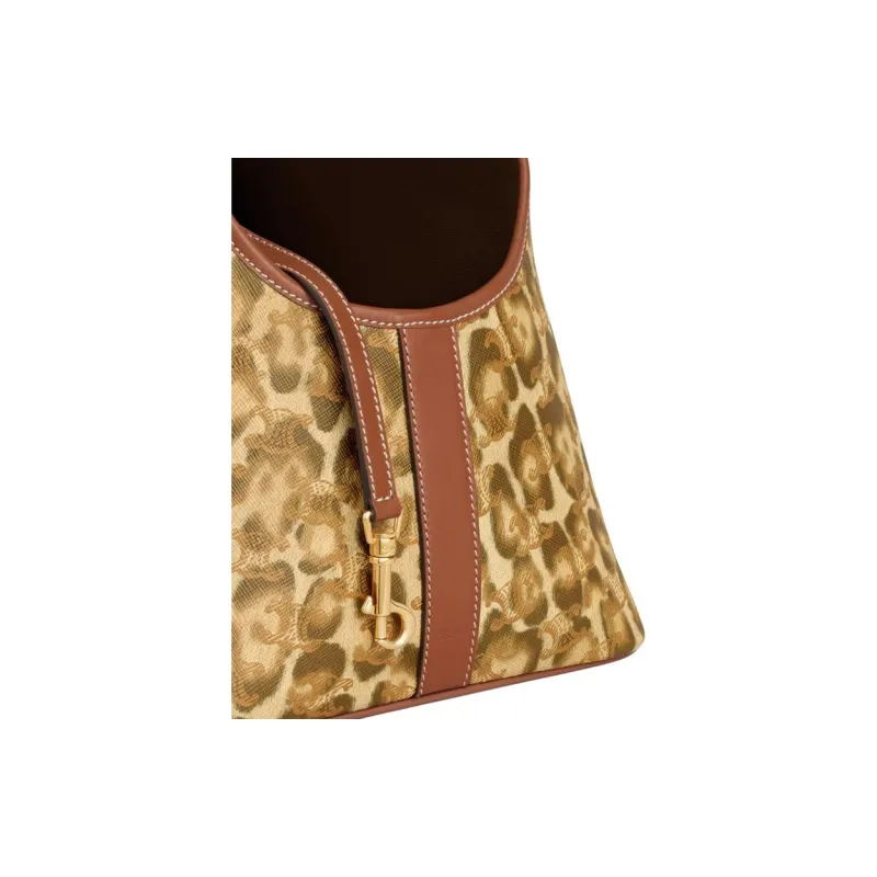 CELINE Triomphe Canvas With Calfskin One Shoulder Handbags Women's Leopard Print-4