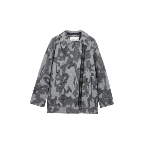 Asuka and new sake Coats Women's Camouflage Black Gray OC05