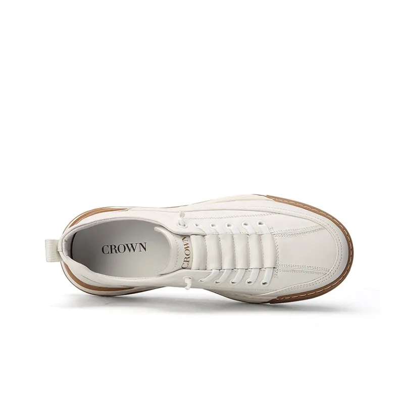 CROWN Low Top Casual Shoes Men's White One Yard Larger-2