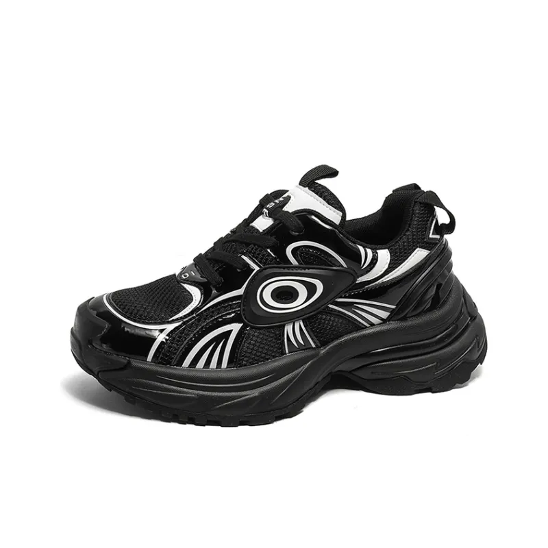 NICESS Moisture Wicking And Breathable Low Top Chunky Sneakers Unisex Black-1