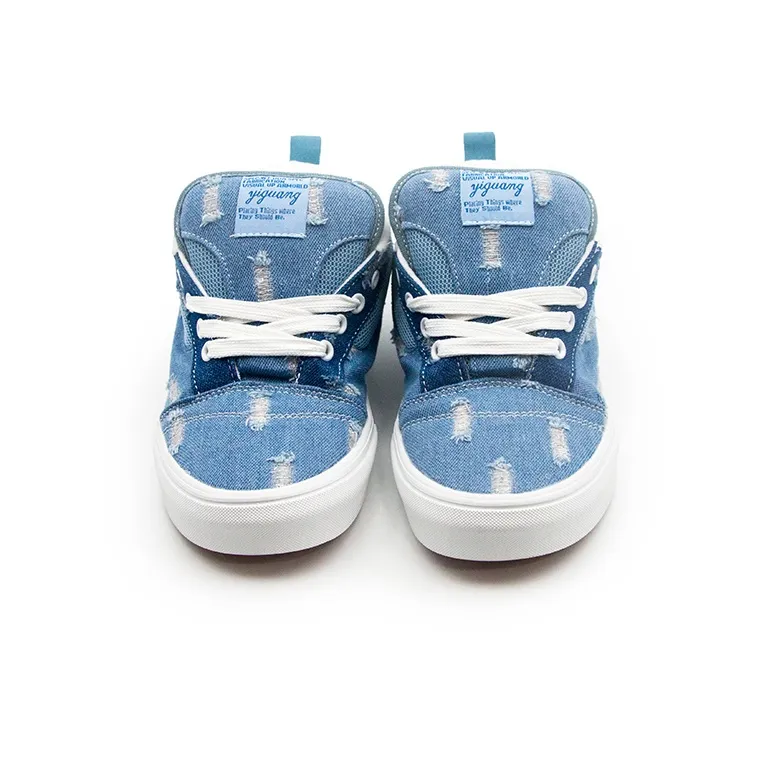 I'm Shopping Anti Slip Wear Resistant Low Top Skateboard Shoes Unisex Blue-3