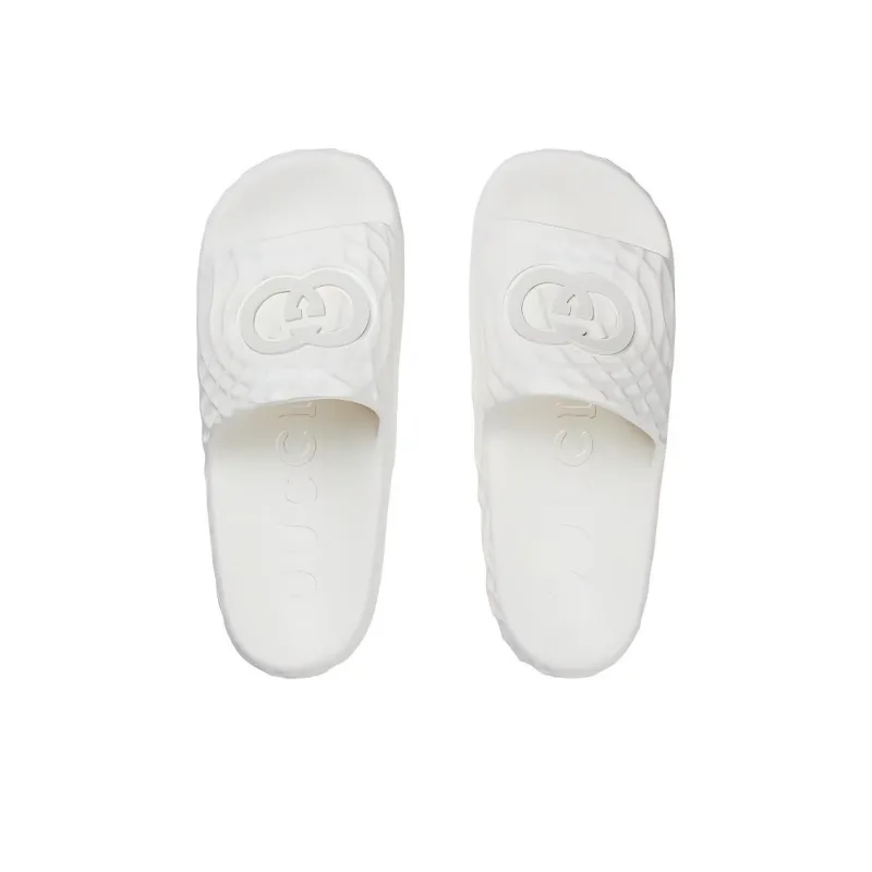 GUCCI Interlocking Slide Slippers Men's White-3