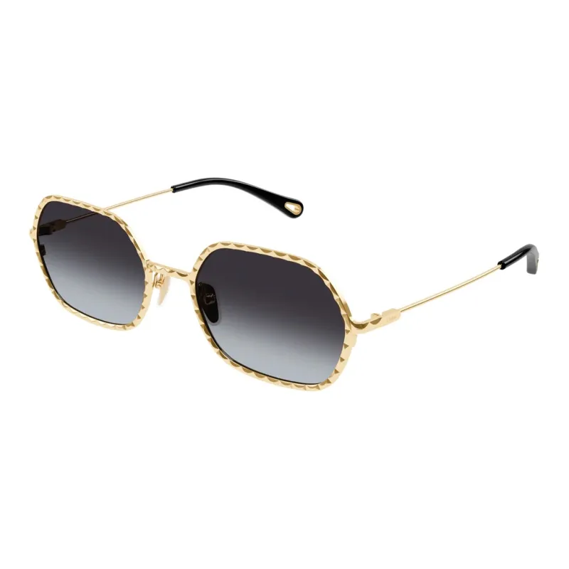 Chloe Metal Irregular Shape Sunglasses Men's Gold-0