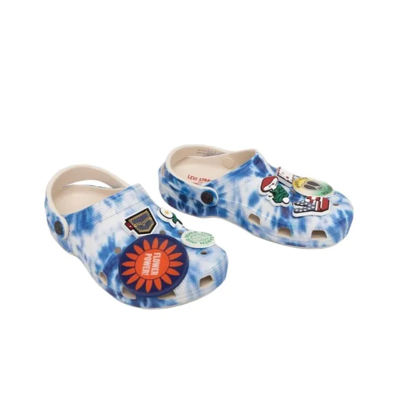 Levi’s x Crocs Classic Clog Clogs Unisex White And Blue Tie-dye-4
