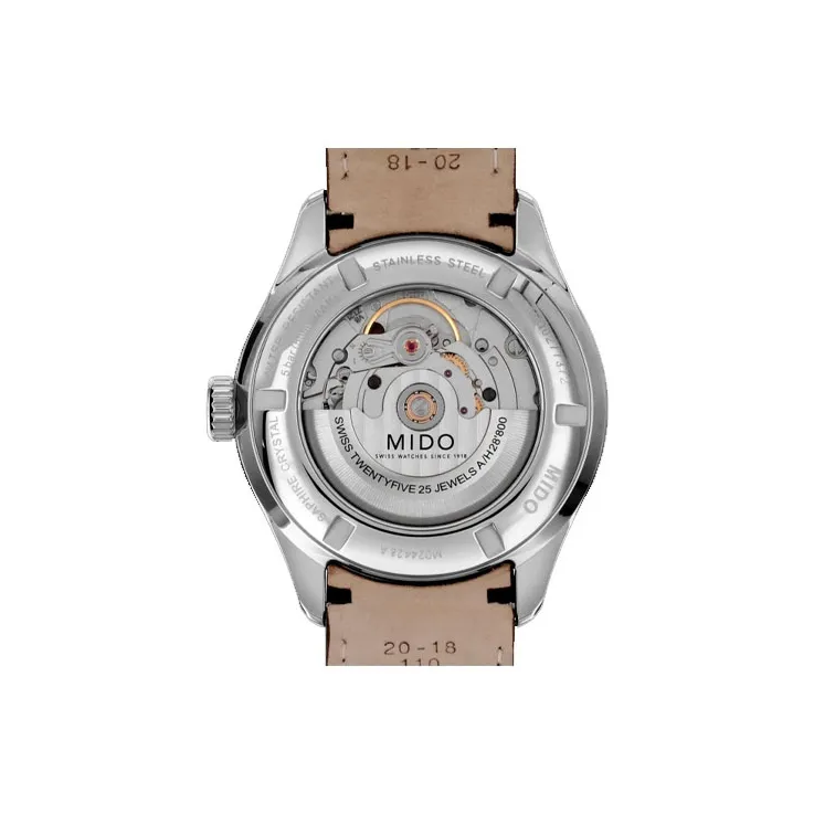 MIDO Automatic Mechanical Movement Men's Watch Black Dial Stainless Steel Watch Case Leather Watch Bands-3