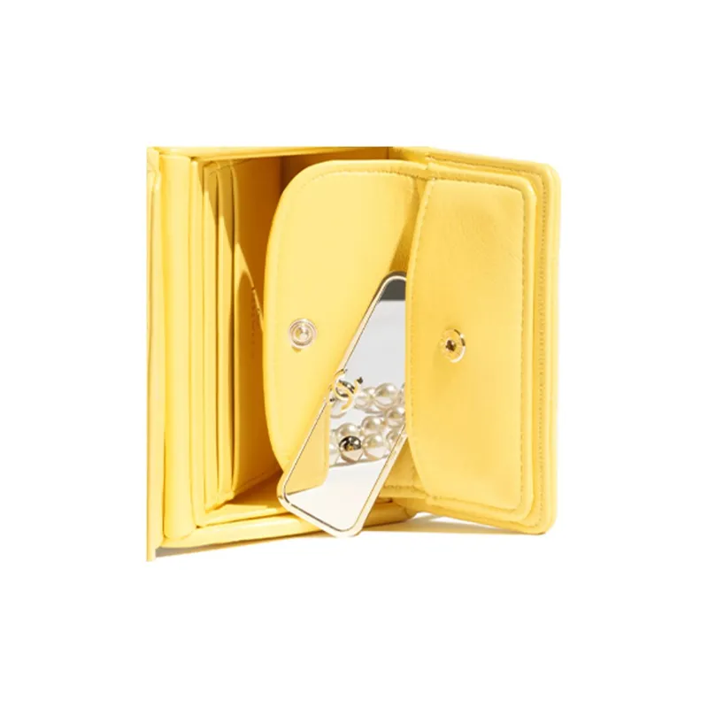 CHANEL Lambskin One Shoulder Crossbody Clutch Women's Yellow-4