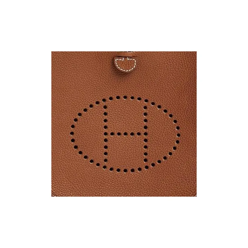 HERMES Evelyne Leather Saddle Bag, Shoulder Bag, Crossbody Bag Mini Women's Gold Brown-3