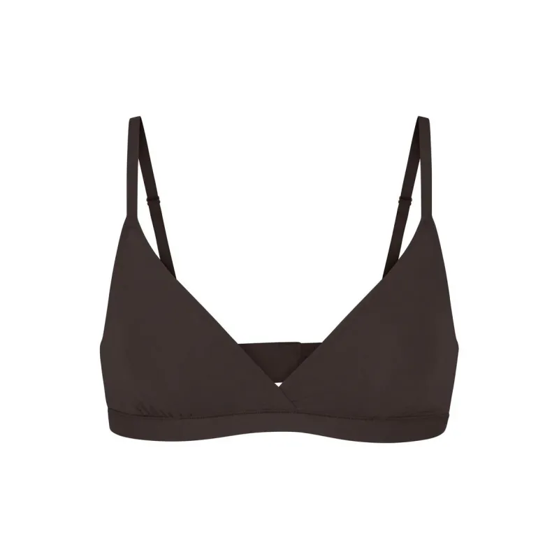 SKIMS FITS EVERYBODY CROSSOVER BRALETTE Bra Women's Front Desk Shown Color Name ESPRESSO/Espresso Color-0