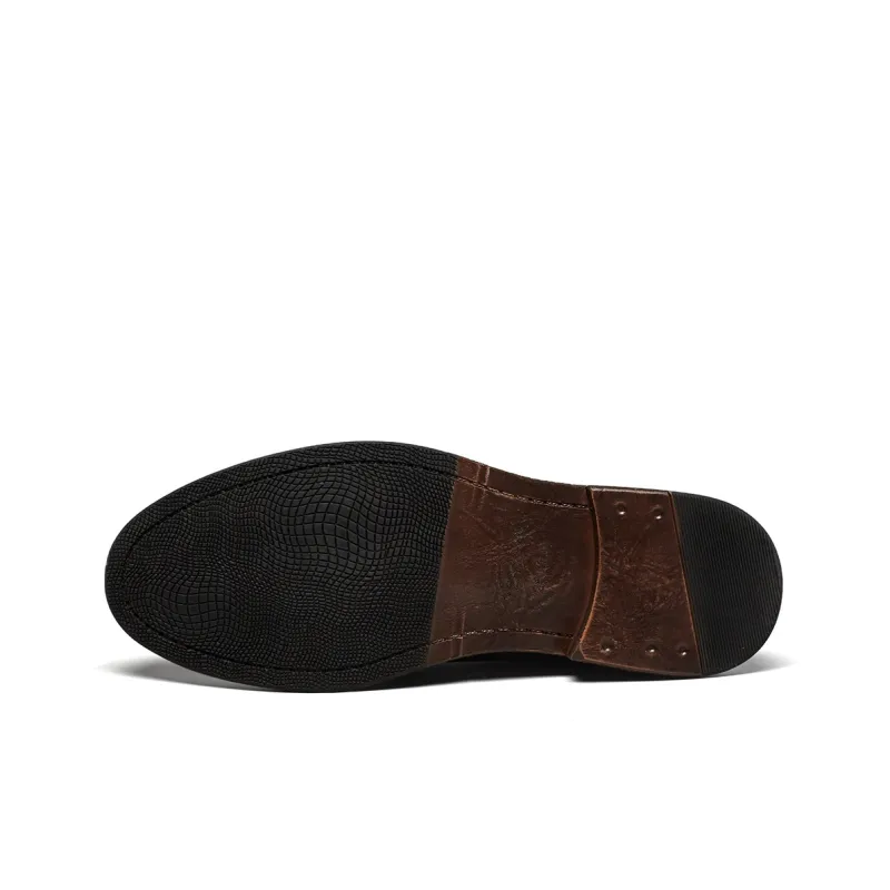 YEARCON Dress Shoes Men Low Top Brown-7