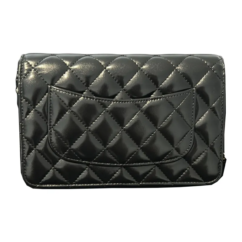 CHANEL WOC Polished Lambskin Wallet Unisex Black-3