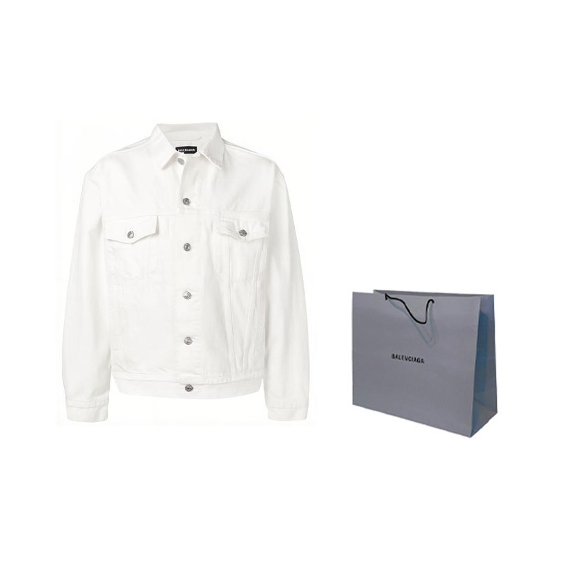 Balenciaga Men's Embroidered Logo Japanese Denim Jacket - POIZON