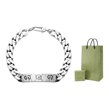 GUCCI 925 Sterling Silver Cuban Chain Bracelet Women's