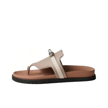 HERMES Rubber Sole Odor Resistant Flip Flops Women's Brown