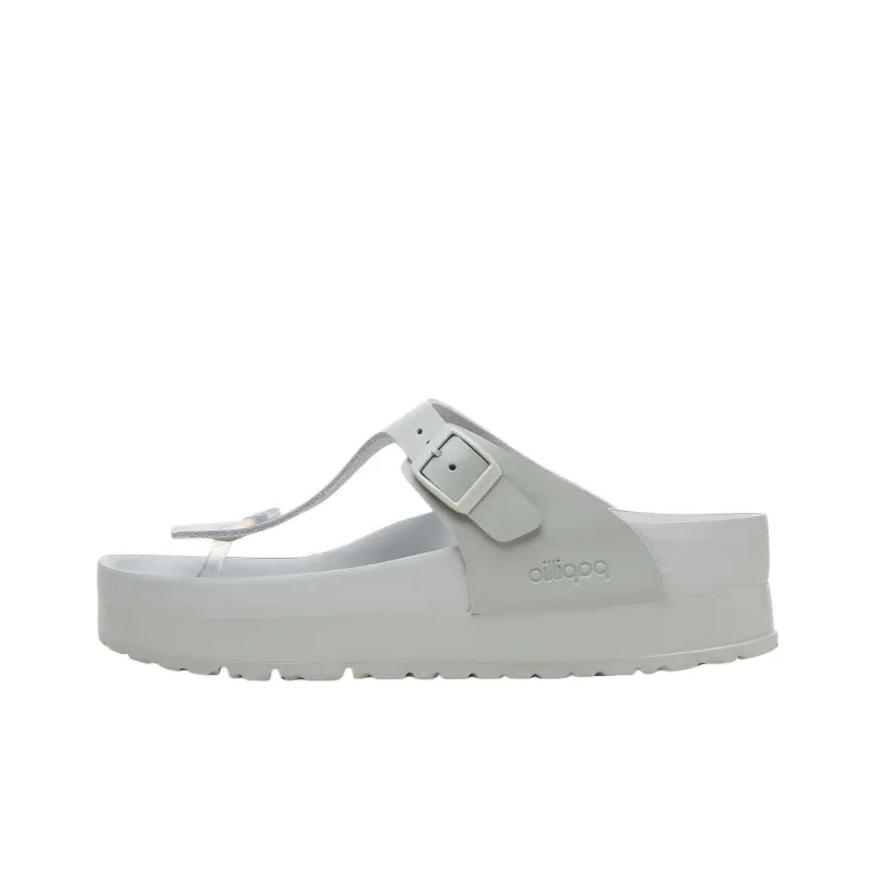 Birkenstock Gizeh Flex Platform Antibacterial Flip Flops Women's Gray-0