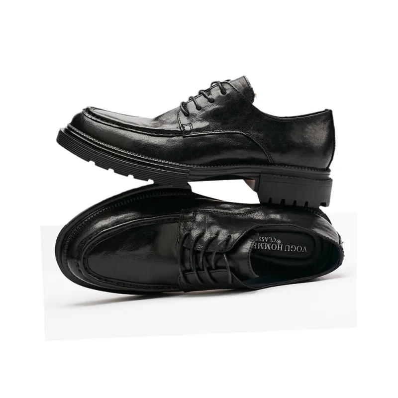 Voguhomme Men's Casual Shoes Men Low Top Black/Brown-2