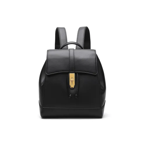 Satchi Cow Leather Backpack Small Size Women's Black