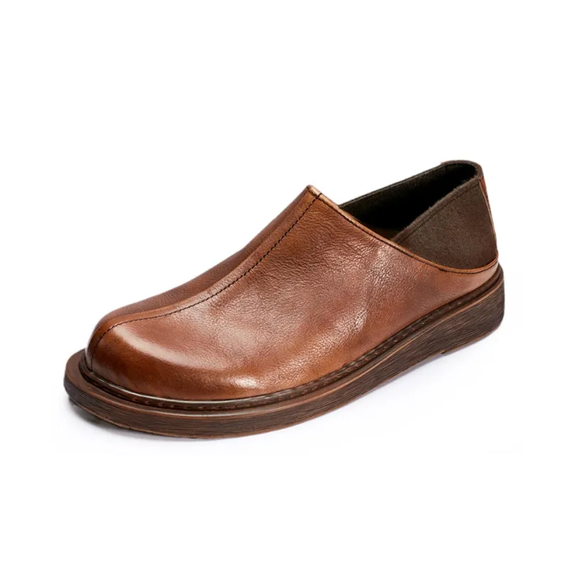 Voguhomme Men's Casual Shoes Men Low Top Brown/Black-5