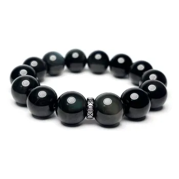 MOUNTAINS AND MANS Obsidian Fortune Beaded Bracelet Men's