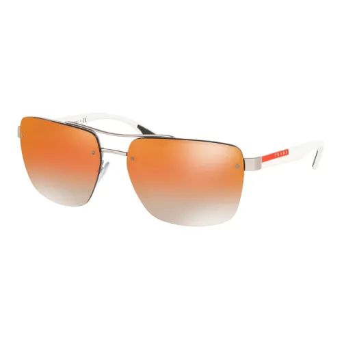 PRADA Plastic Aviator Sunglasses Women's White
