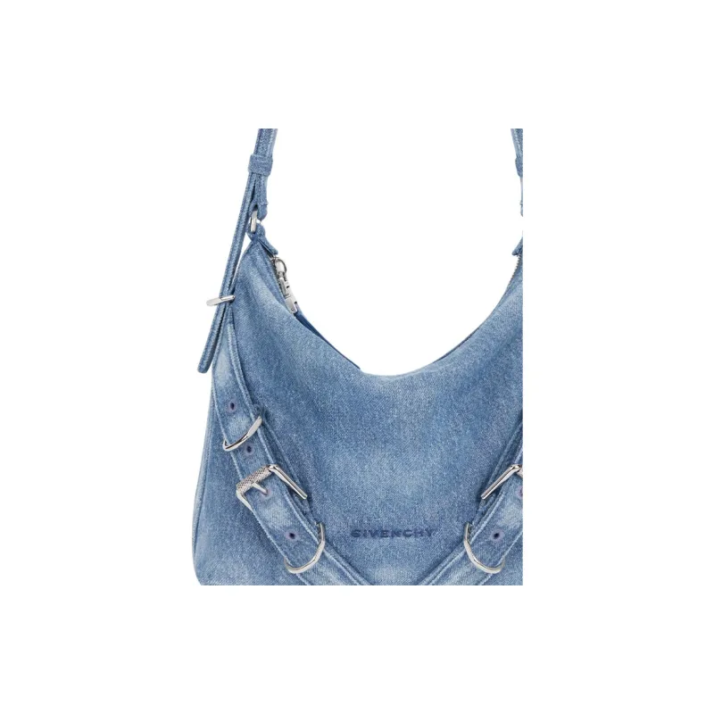 Givenchy Voyou Washed Denim Shoulder Bag, Crossbody Bag Women's Medium Blue-3