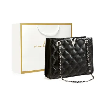 Narandu Cow Leather Chain Bag, Shoulder Bag, Crossbody Bag Women's Midnight Black