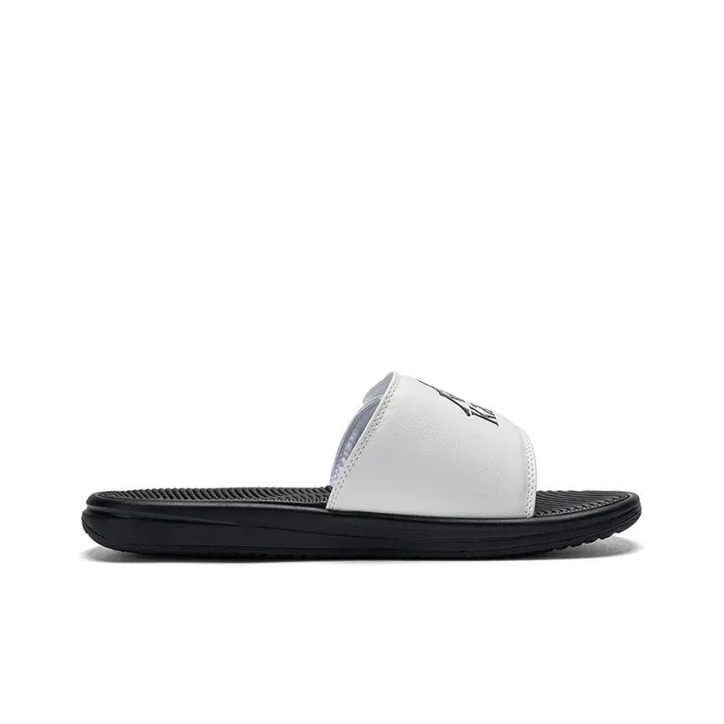 Kappa EVA Leather Patchwork Slip Resistant Abrasion Resistant Slide Slippers Unisex White Black-1