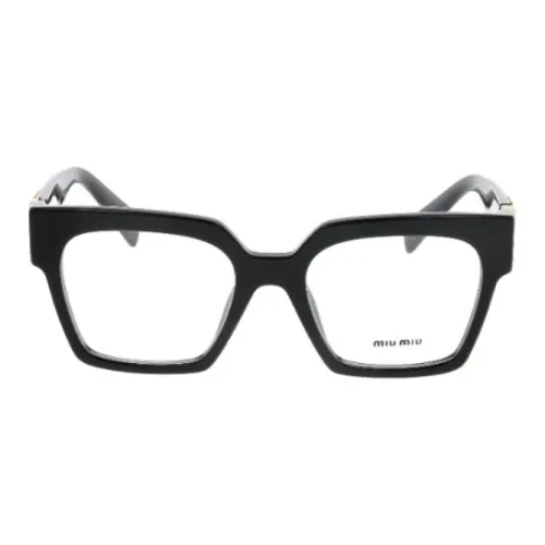 MIU MIU Plate Frame Irregular Shape Eyeglass Frames Women's Black
