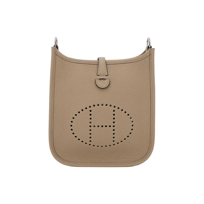 HERMES Evelyne Clemence Cow Leather Shoulder Bag, Crossbody Bag Mini Women's Marfa Beige-0