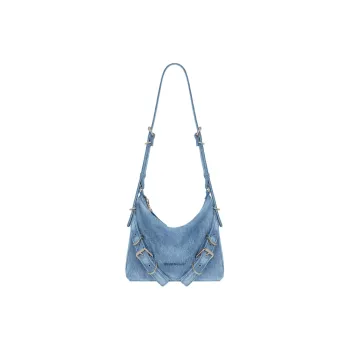Givenchy Voyou Washed Denim Shoulder Bag, Crossbody Bag Women's Medium Blue