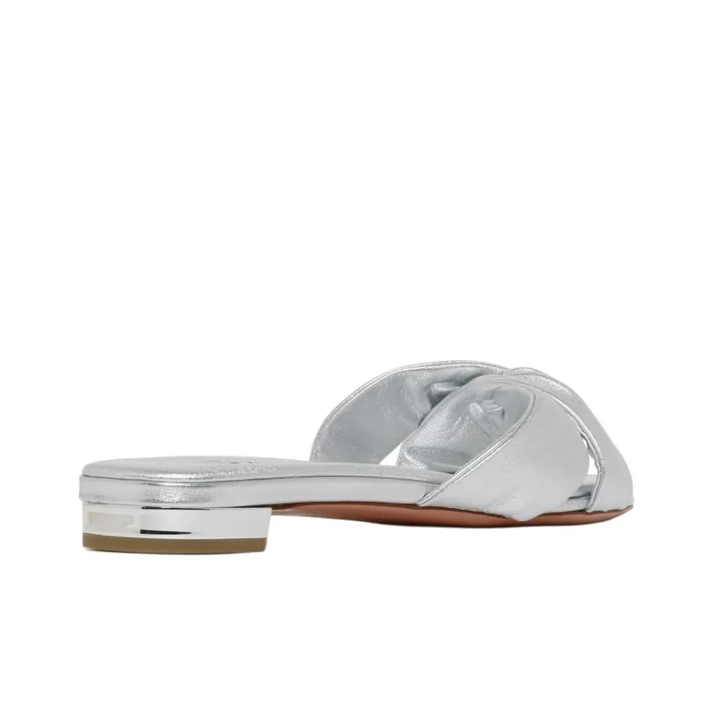 AQUAZZURA Olie Slide Slippers Women's Silver-3