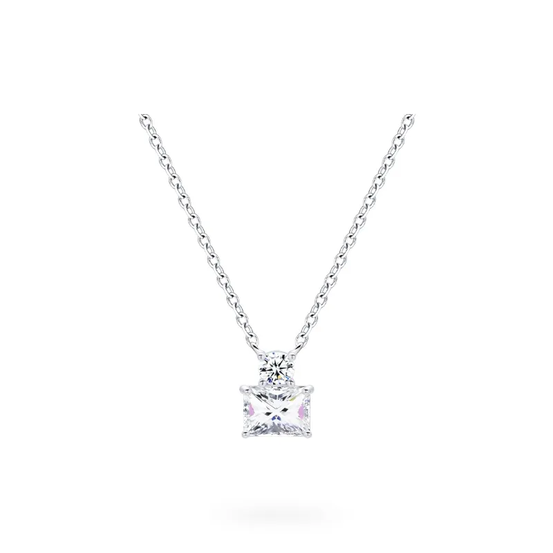EMLEY 925 Sterling Silver Synthetic Cubic Zirconia Necklaces Women's Silver-0