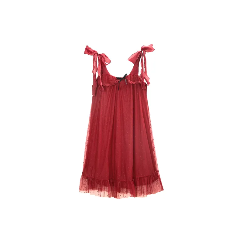 GUKOO Nightgown Women's Dark Red-1