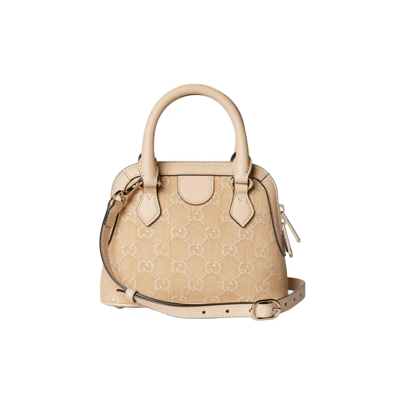 GUCCI Ophidia Denim With Leather Trim Shoulder Bag Crossbody Bag Handbag Mini Unisex Light Beige-3