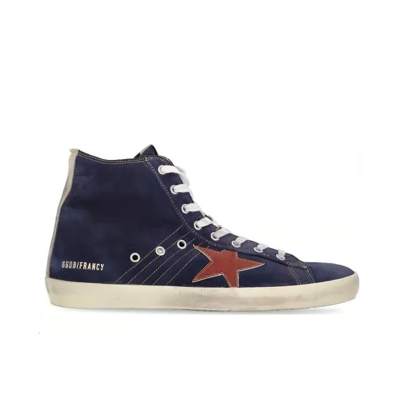Golden Goose Slip Resistant High Top Skateboard Shoes Men's Blue-1