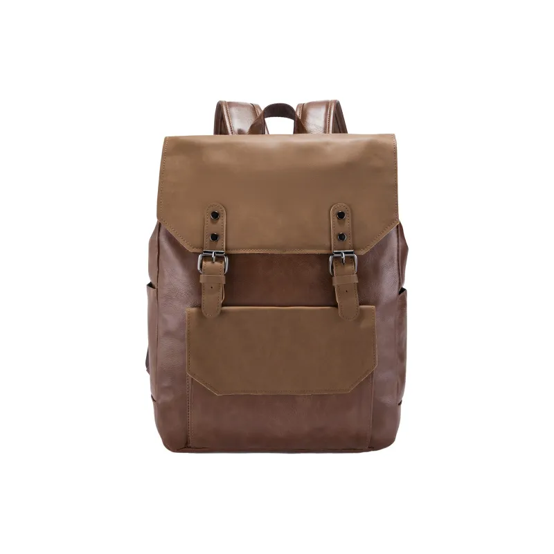 Slazenger Soft Leather Travel Backpack Backpack Students Backpack Medium Size Unisex Dark Brown Earth Tone-9