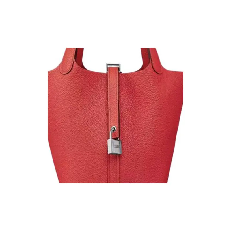 HERMES Picotin Lock Calfskin Basket Bag Bucket Bag 18 Women's Azalea Red-4