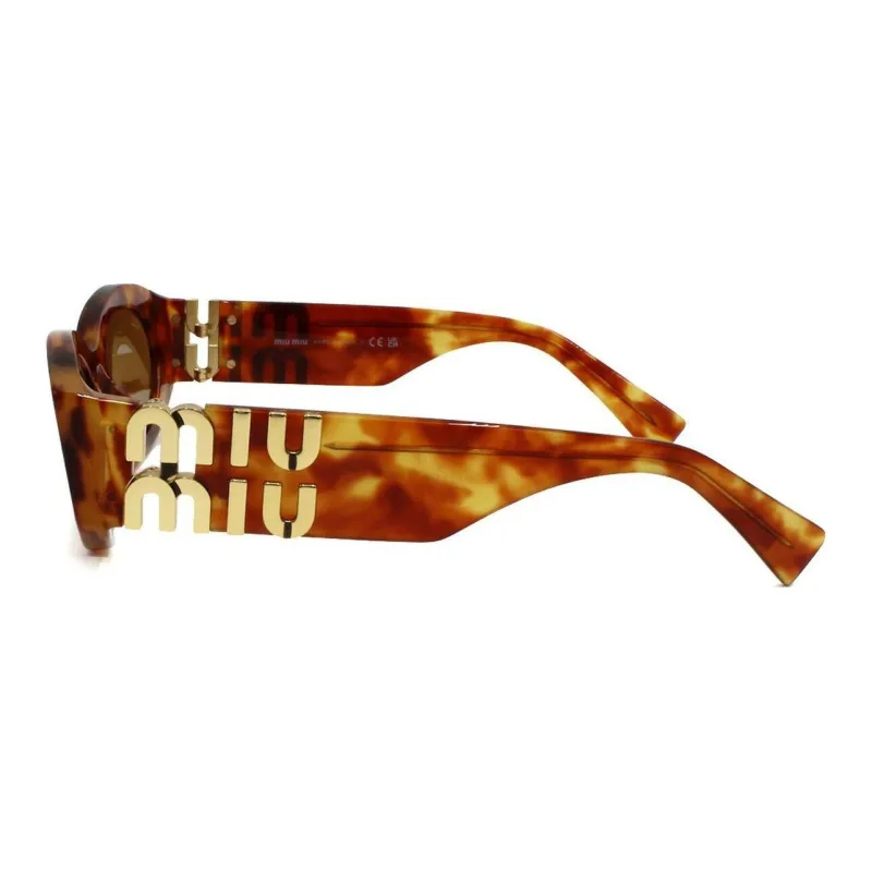 MIU MIU Irregular Shape Sunglasses Women's Tortoiseshell-1
