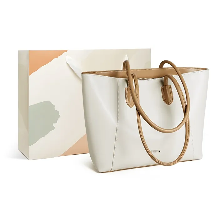 15 MINS Cow Leather Versatile Shoulder Bag With A Unique Style Regular Women's Ecru & Apricot-0