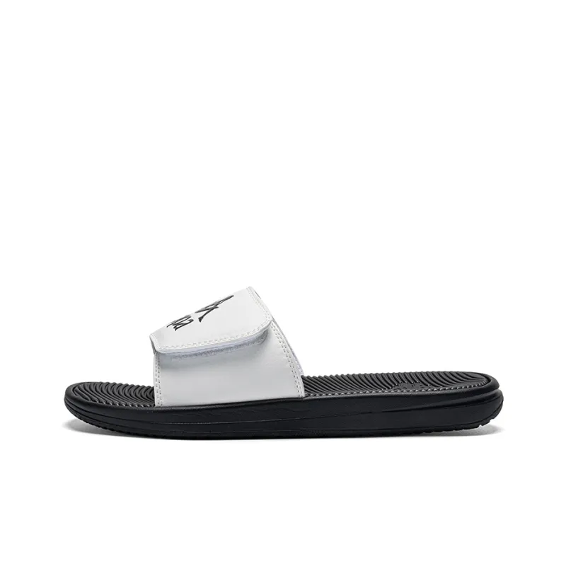 Kappa EVA Leather Patchwork Slip Resistant Abrasion Resistant Slide Slippers Unisex White Black-0