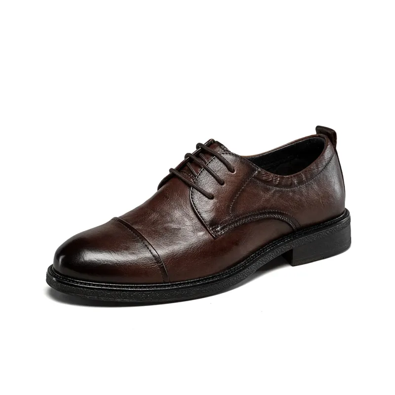 YEARCON Dress Shoes Men Low Top Brown-5